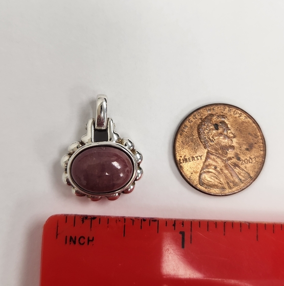 Sterling Silver Oval Rhodonite Pendant - Picture 7 of 7